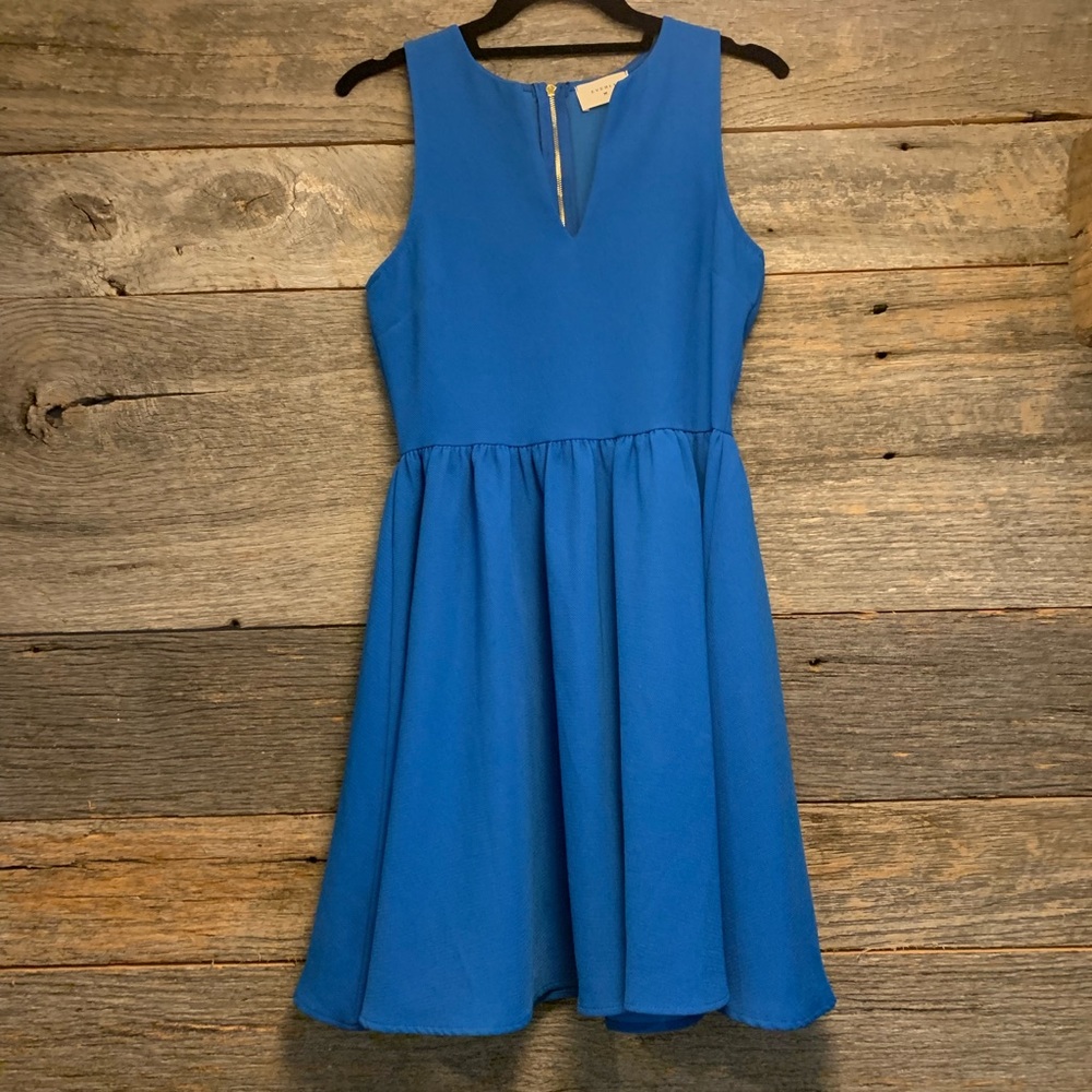 NWOT Blue Everly Dress with Gold Zipper